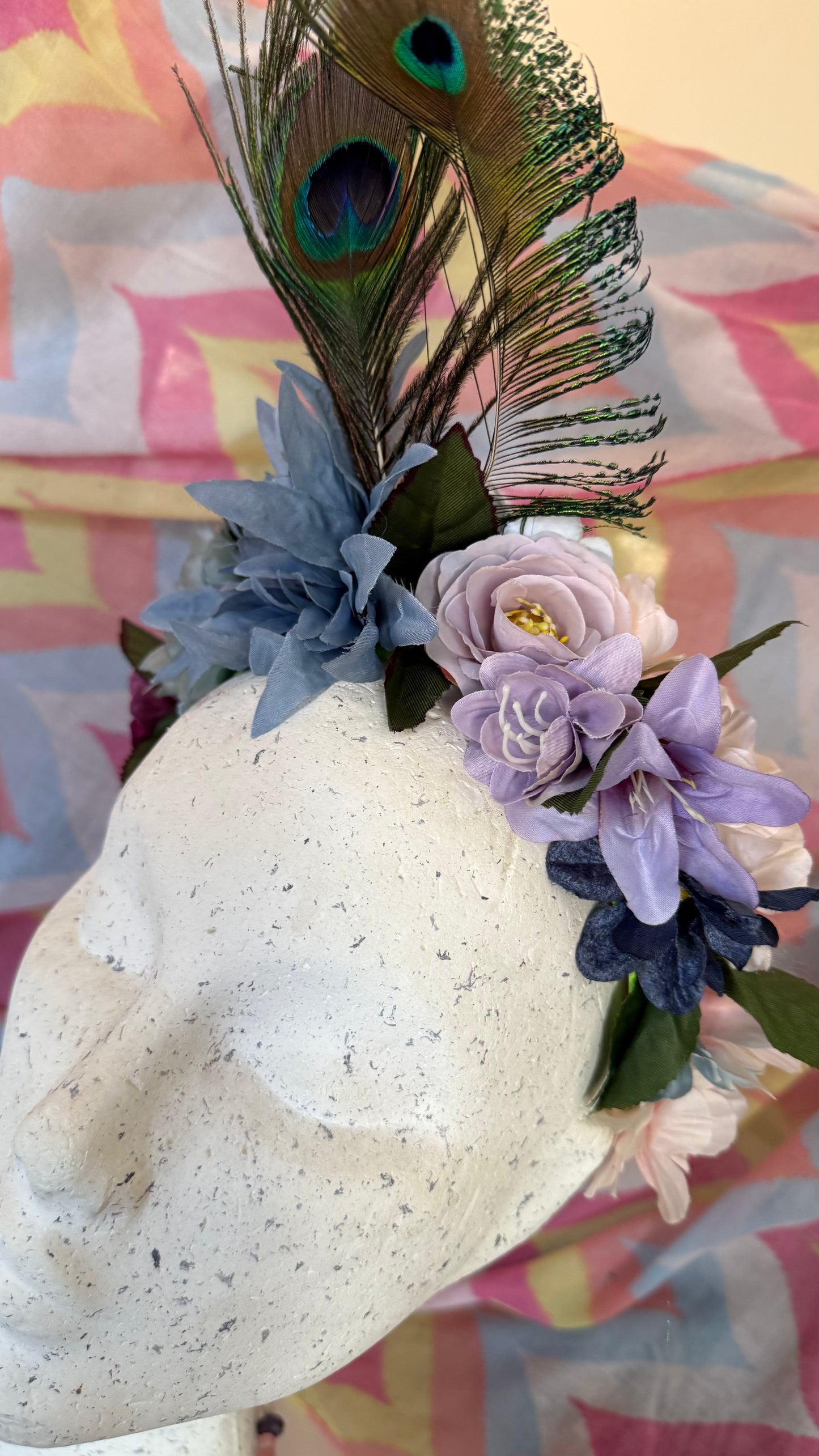 Peacock Upcycled Floral Festival Headband | Sustainable Hair Accessory | Handmade Boho Hairband | Eco Friendly Gift for Her