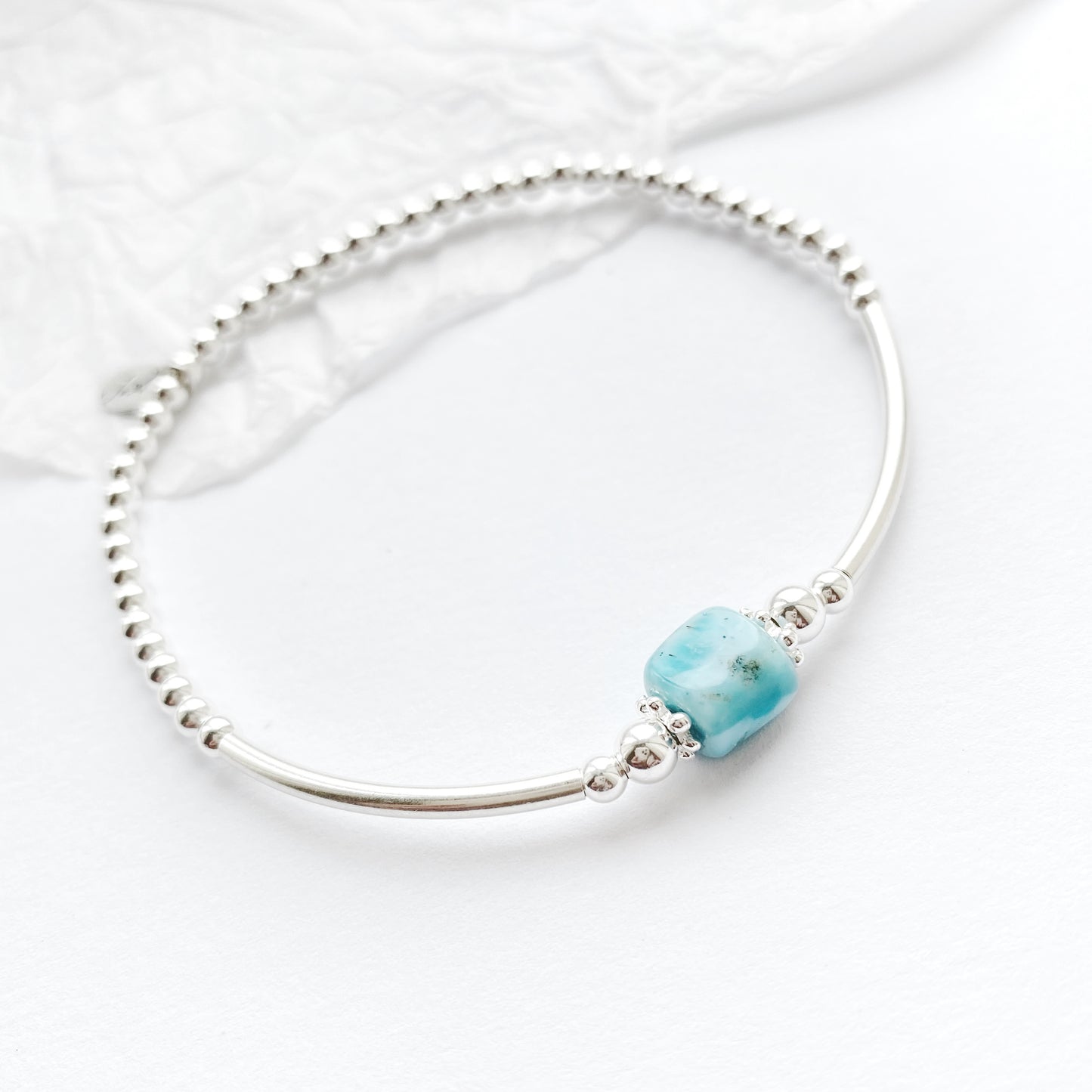 Sterling Silver Larimar Stacking Bracelet
