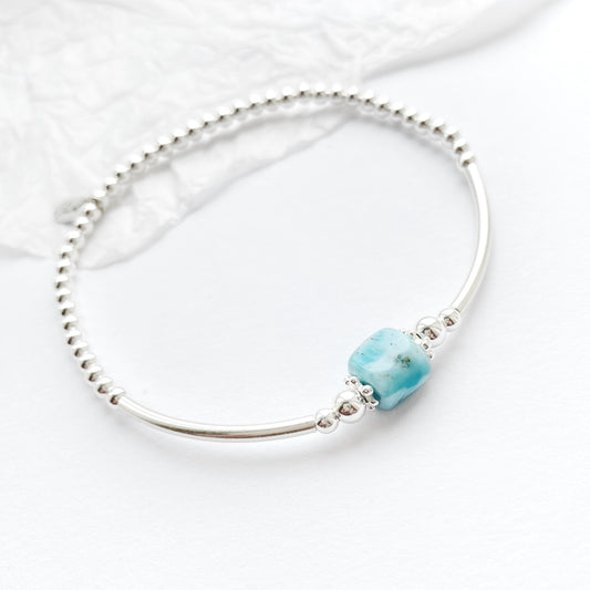 Sterling Silver Larimar Stacking Bracelet