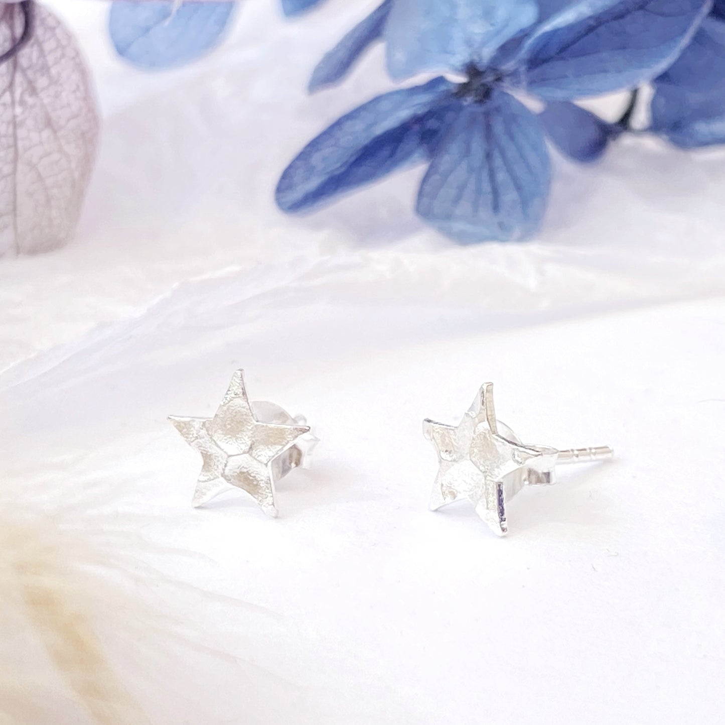Hammered Star Stud Earrings