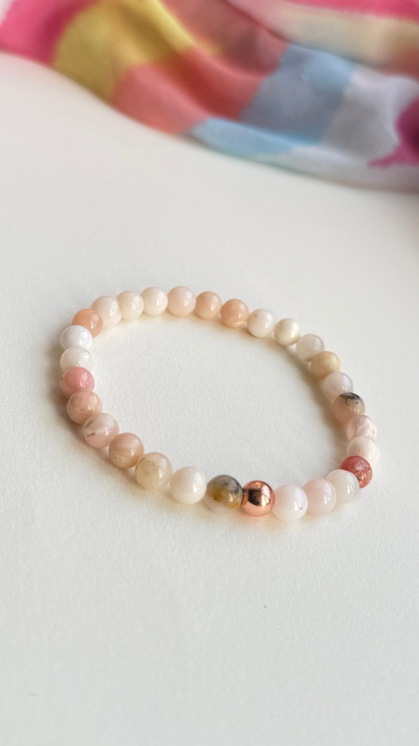 Pink Opal & Hematite Bead Bracelet