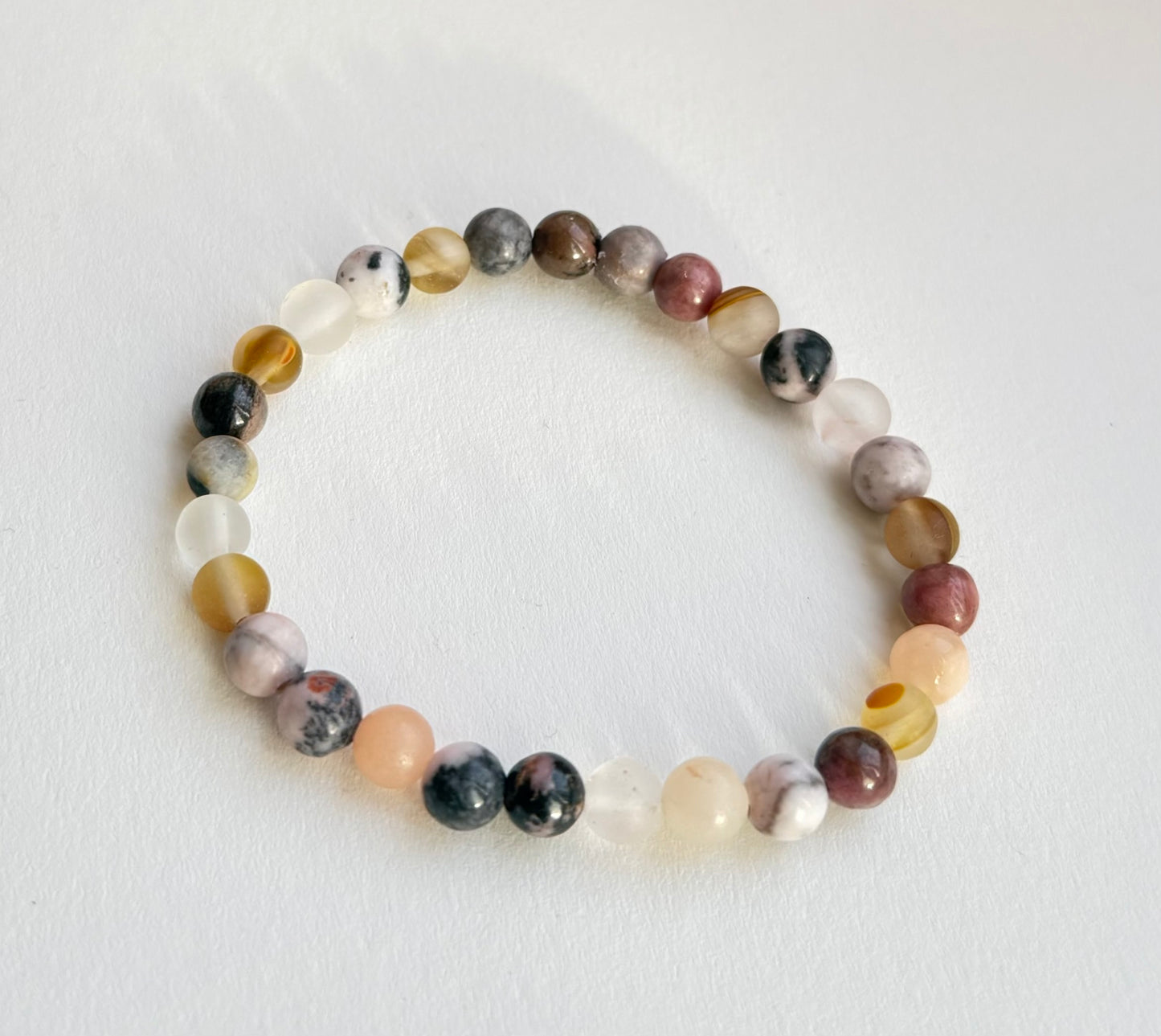 Pink Zebra Jasper & Cherry Quartz Bead Bracelet