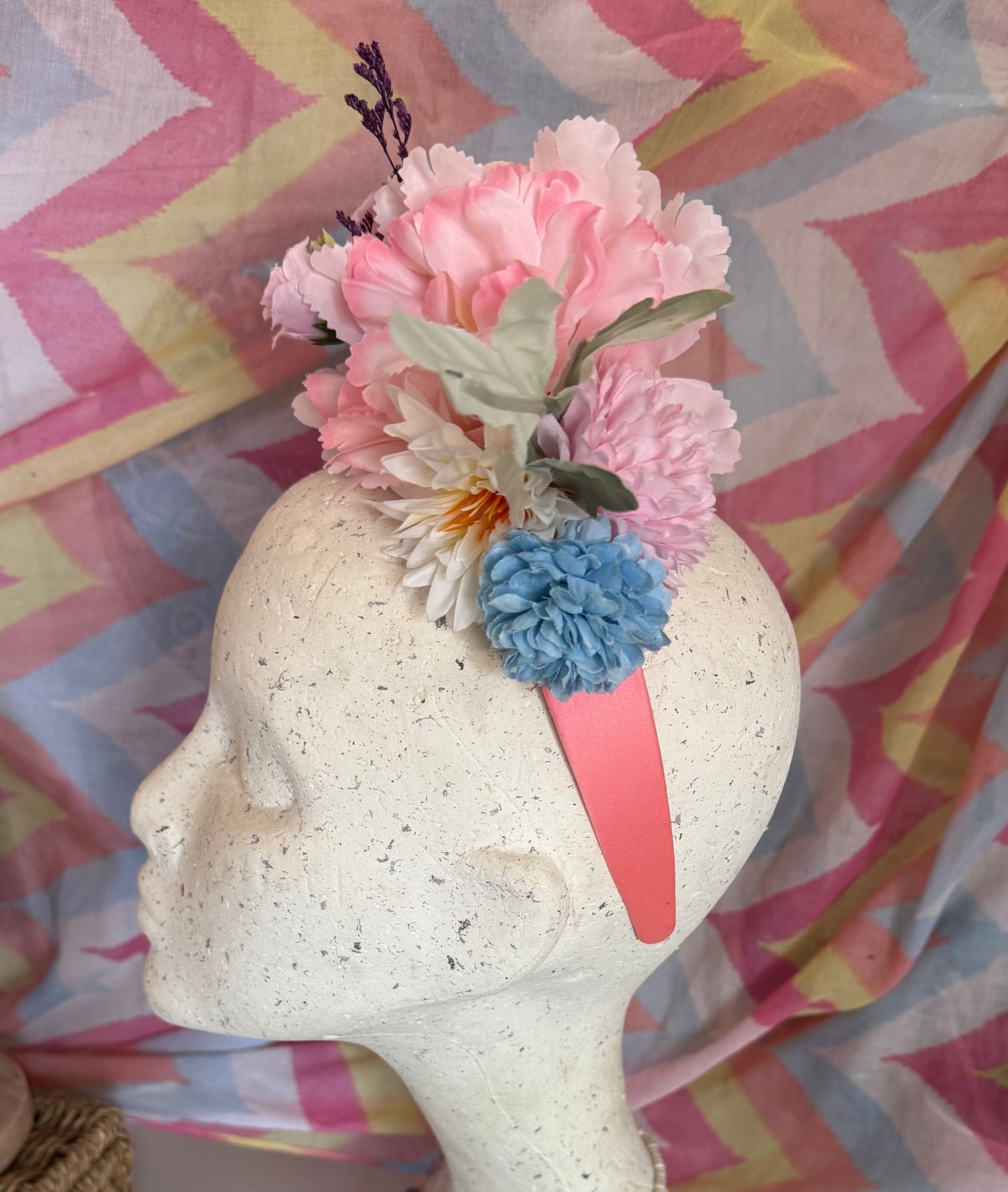 Pastel Upcycled Floral Festival Headband | Sustainable Hair Accessory | Handmade Boho Hairband | Eco Friendly Gift for Her