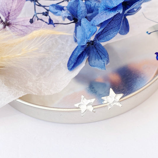 Hammered Star Stud Earrings