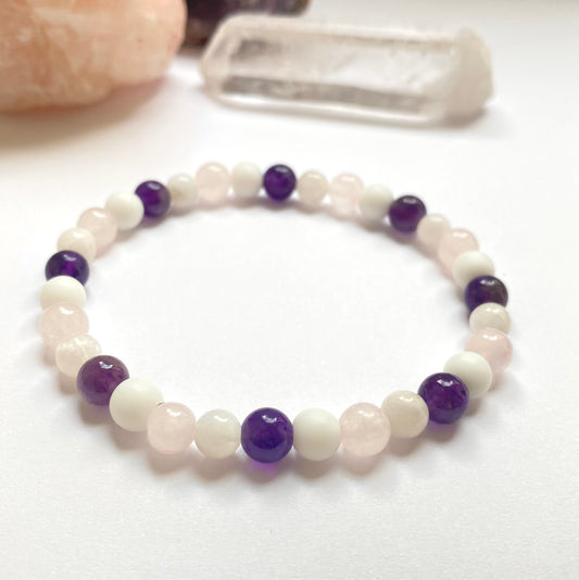 Anxiety Crystal Bracelet~ amethyst | rose quartz | moonstone