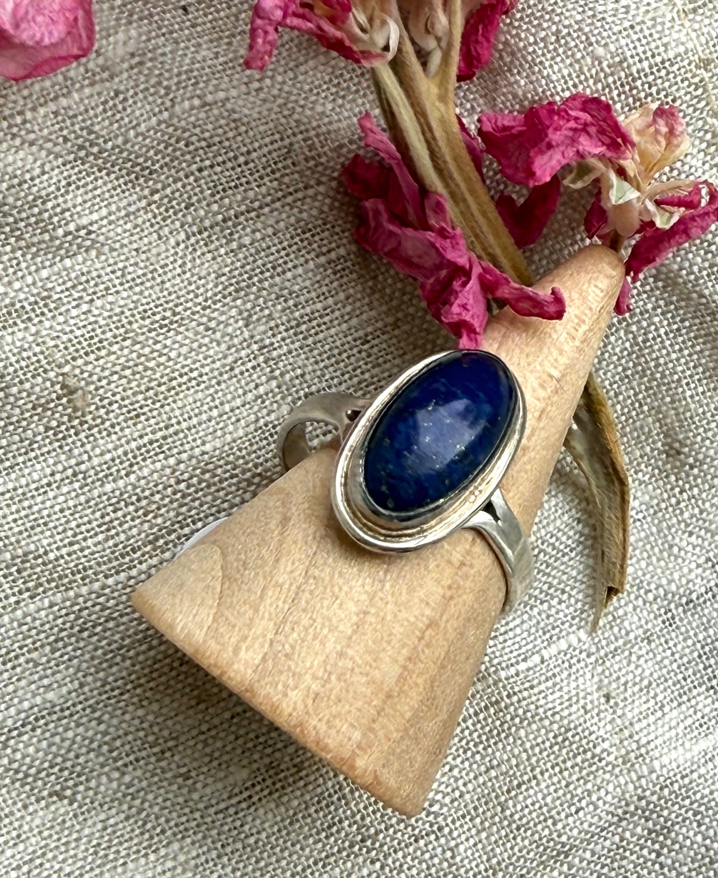 Lapis Lazuli 925 sterling silver ring- size R