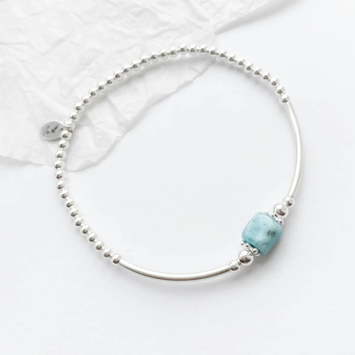 Sterling Silver Larimar Stacking Bracelet