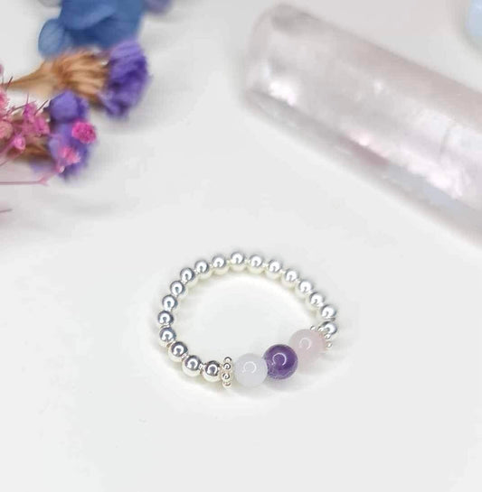 Anxiety Crystal Ring - Amethyst | Rose Quartz | Moonstone