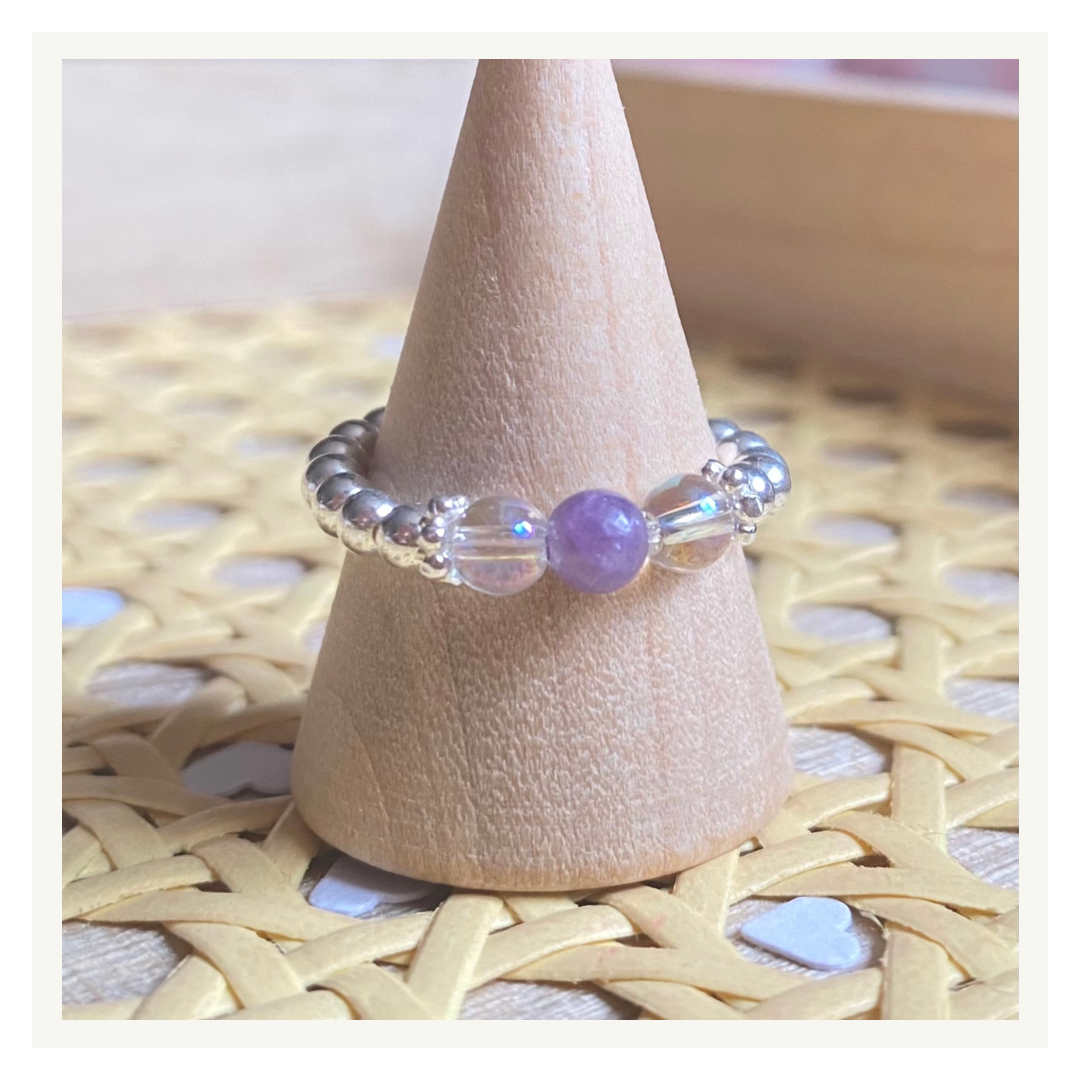 Sleep Crystal Ring- Angel Aura & Lepidolite