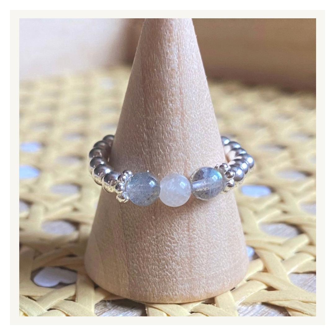 Positivity Crystal Ring - Labradorite & Moonstone