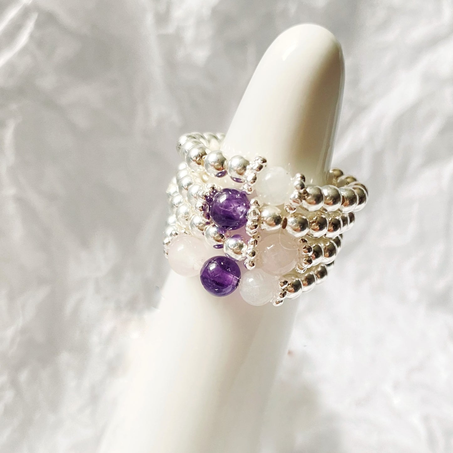 Anxiety Crystal Ring - Amethyst | Rose Quartz | Moonstone