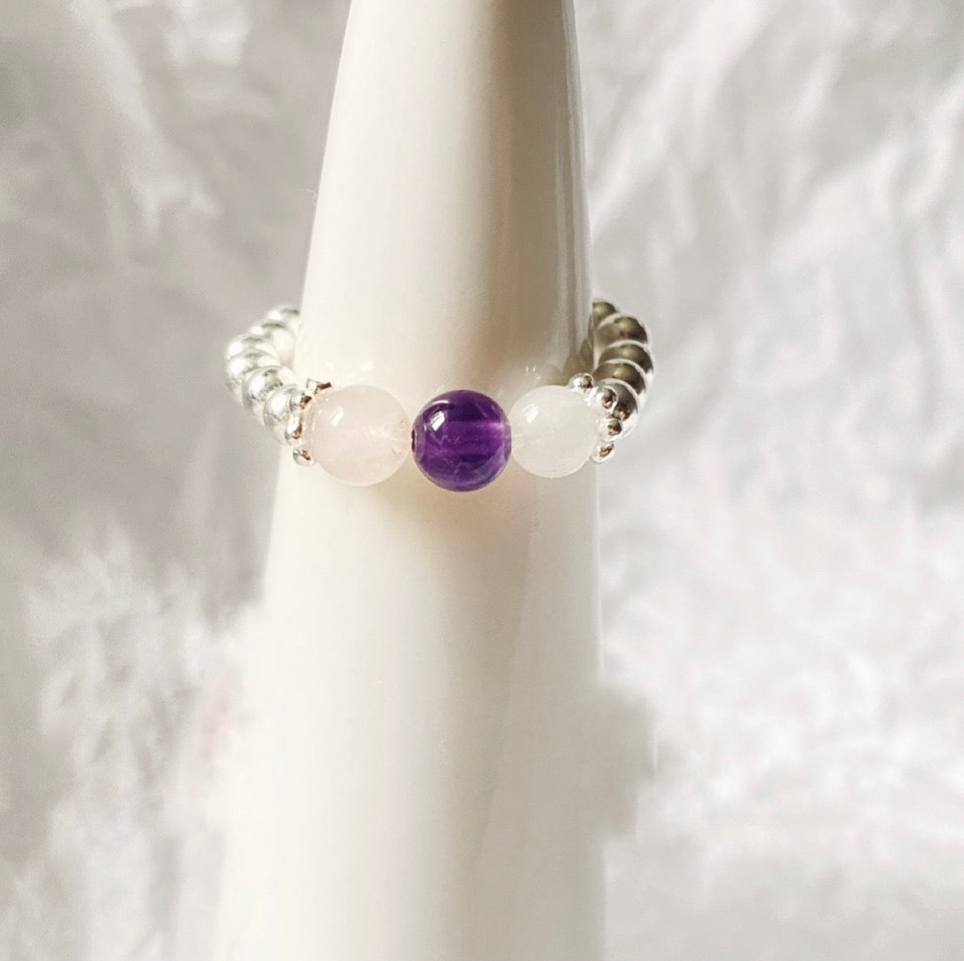 Anxiety Crystal Ring - Amethyst | Rose Quartz | Moonstone