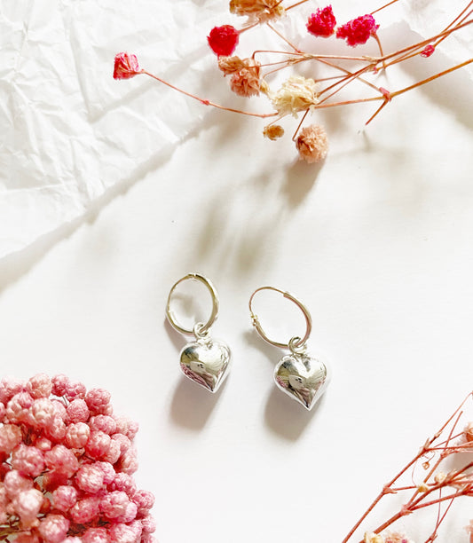 Sterling Silver Heart Hoops