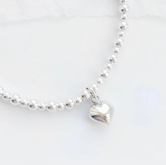 Puff Heart Charm Bracelet