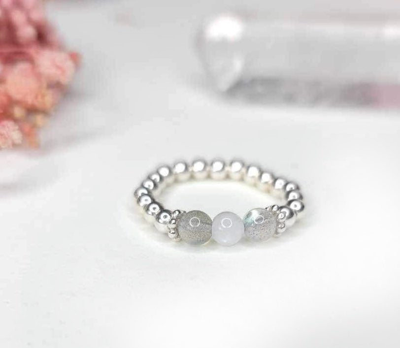 Positivity Crystal Ring - Labradorite & Moonstone