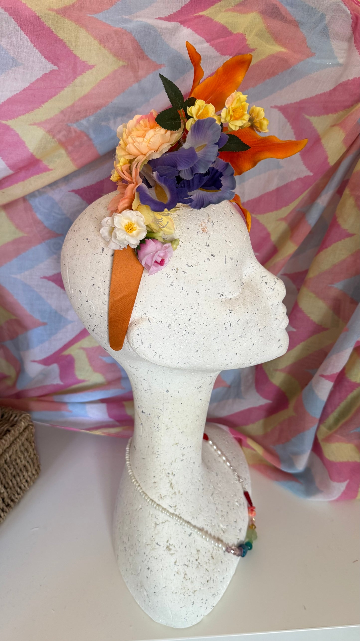 Tiger Lily Upcycled Floral Festival Headband | Sustainable Hair Accessory | Handmade Boho Hairband | Eco Friendly Gift for Her
