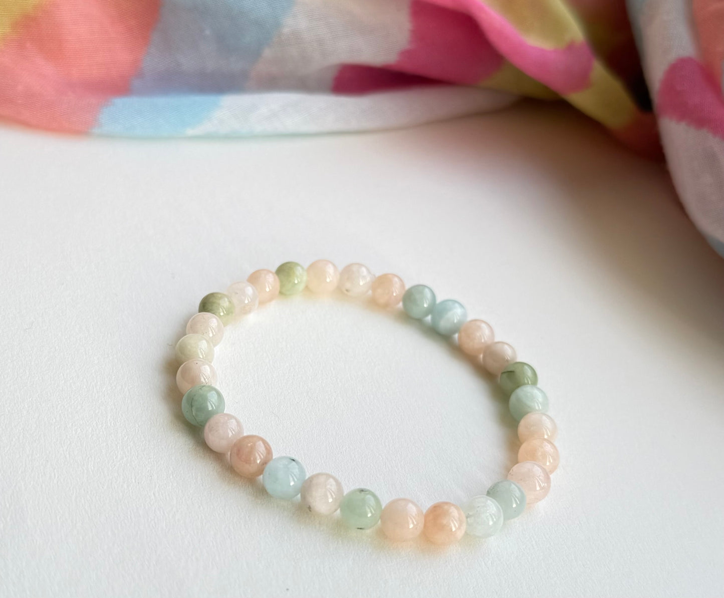 Morganite Beryl Bead Bracelet
