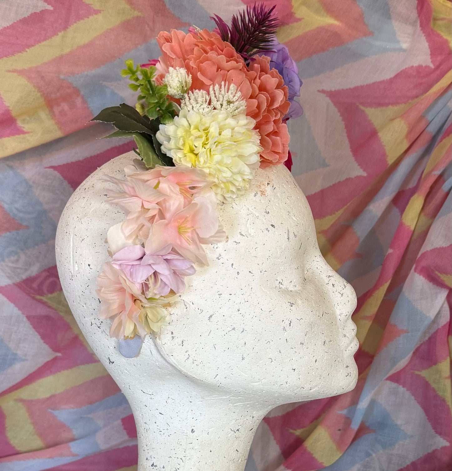 Pink Pop Upcycled Floral Festival Headband | Sustainable Hair Accessory | Handmade Boho Hairband | Eco Friendly Gift for Her