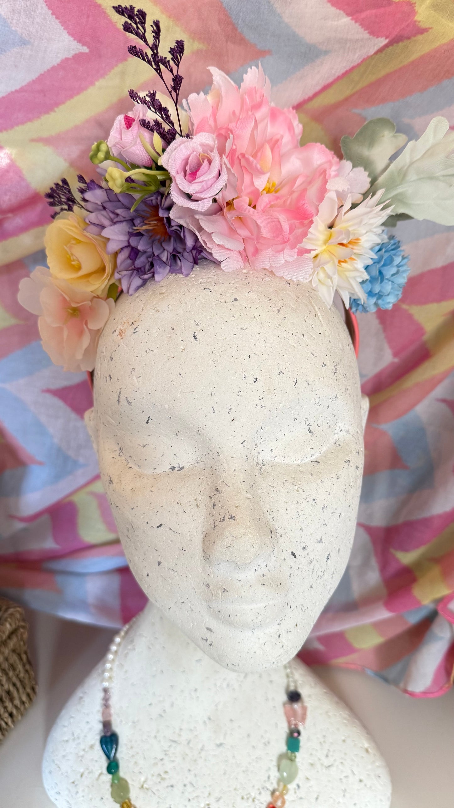 Pastel Upcycled Floral Festival Headband | Sustainable Hair Accessory | Handmade Boho Hairband | Eco Friendly Gift for Her
