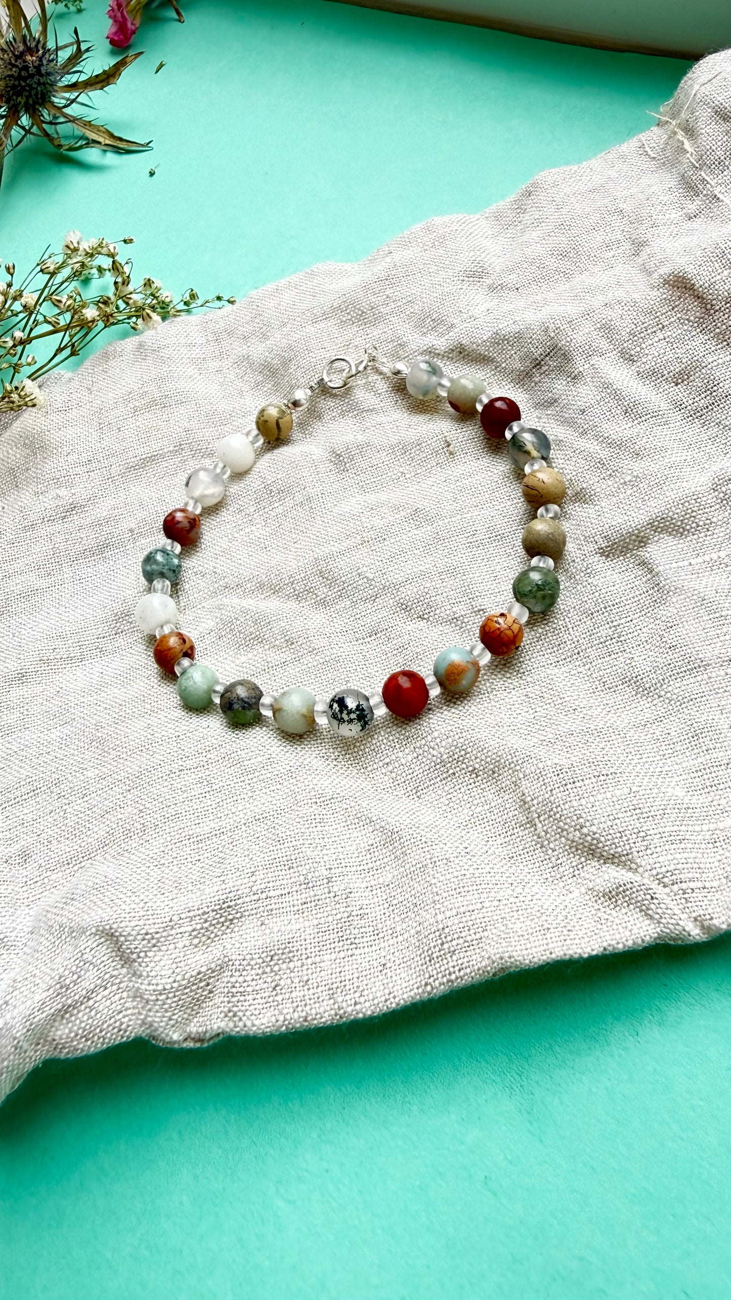 Ocean Jasper and 925 silver bracelet