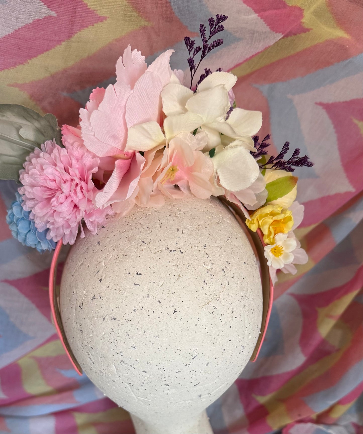 Pastel Upcycled Floral Festival Headband | Sustainable Hair Accessory | Handmade Boho Hairband | Eco Friendly Gift for Her