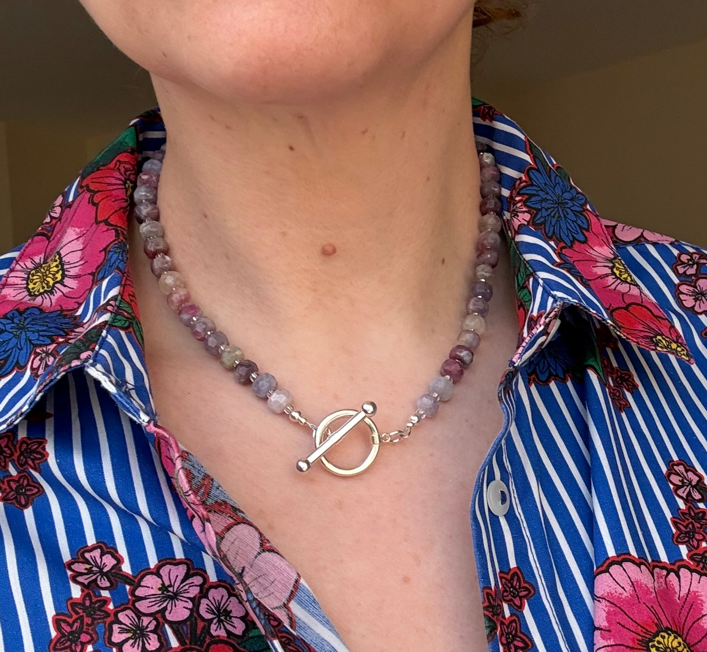 Pink Tourmaline & Sterling Silver Necklace
