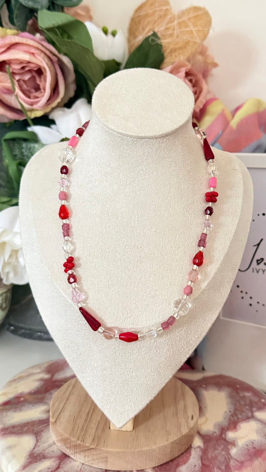 Upcycled Vintage Red Glass Necklace