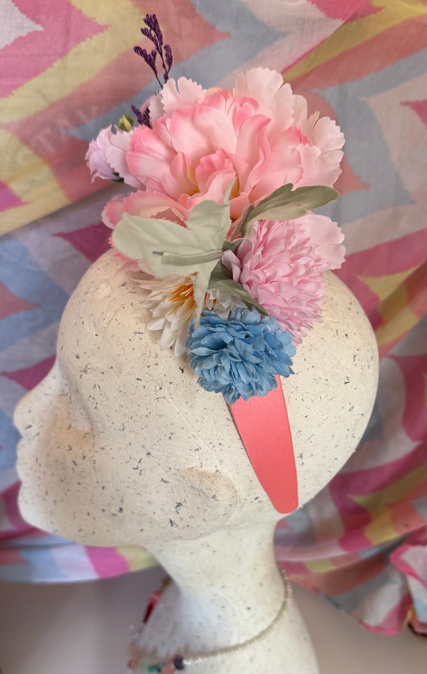 Pastel Upcycled Floral Festival Headband | Sustainable Hair Accessory | Handmade Boho Hairband | Eco Friendly Gift for Her