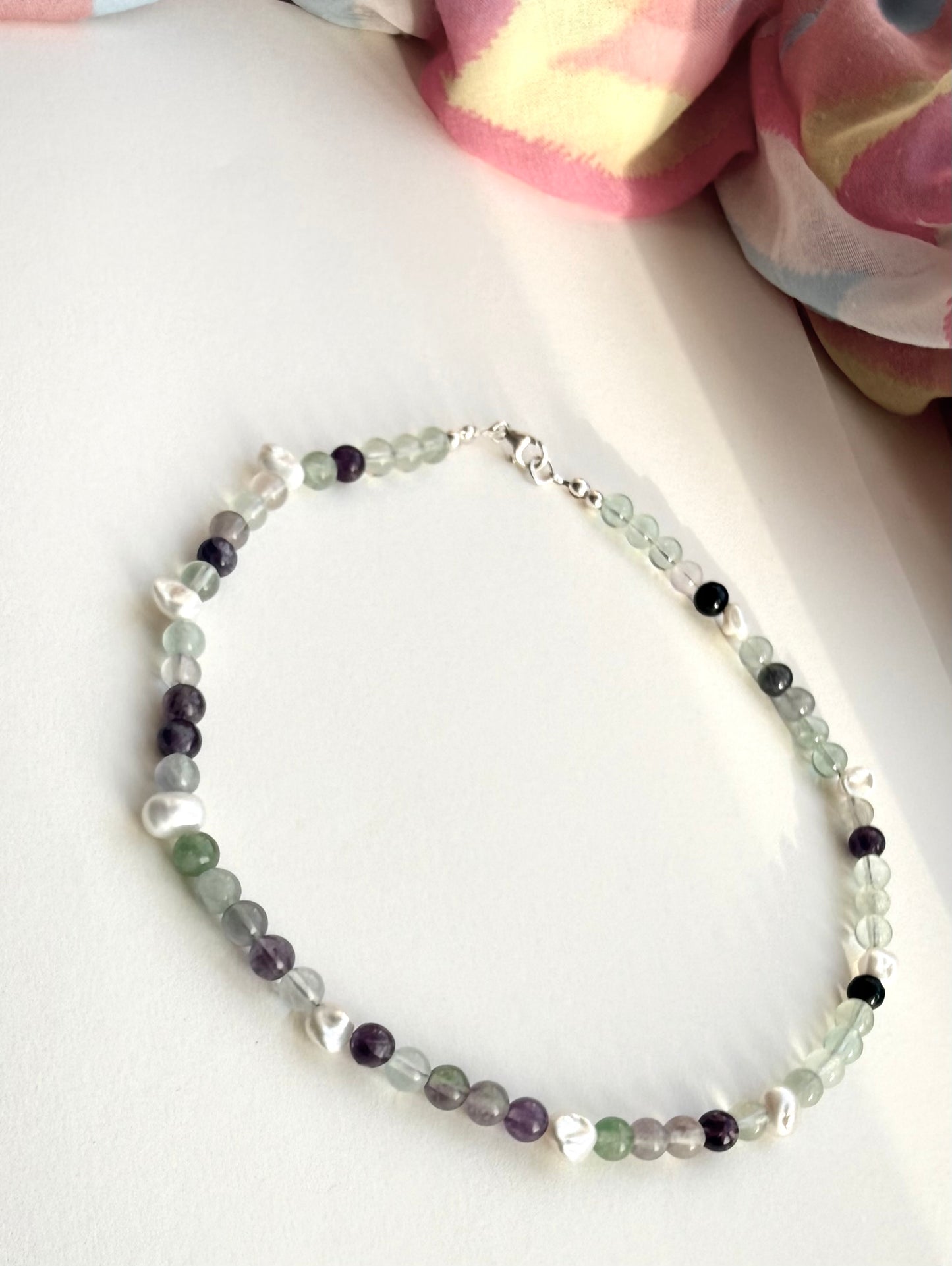 Fluorite & Freshwater Pearl Necklace