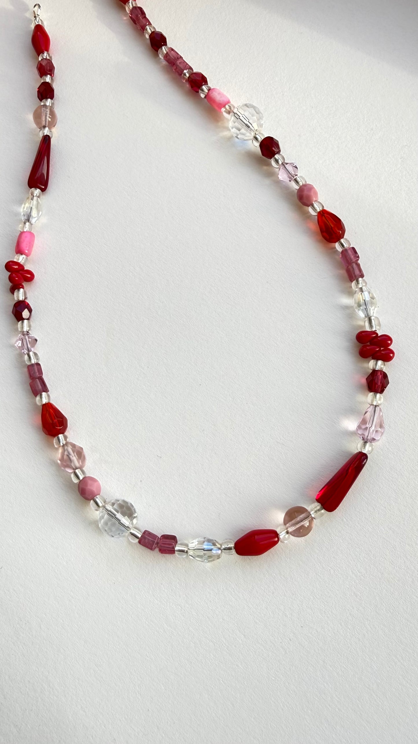 Upcycled Vintage Red Glass Necklace