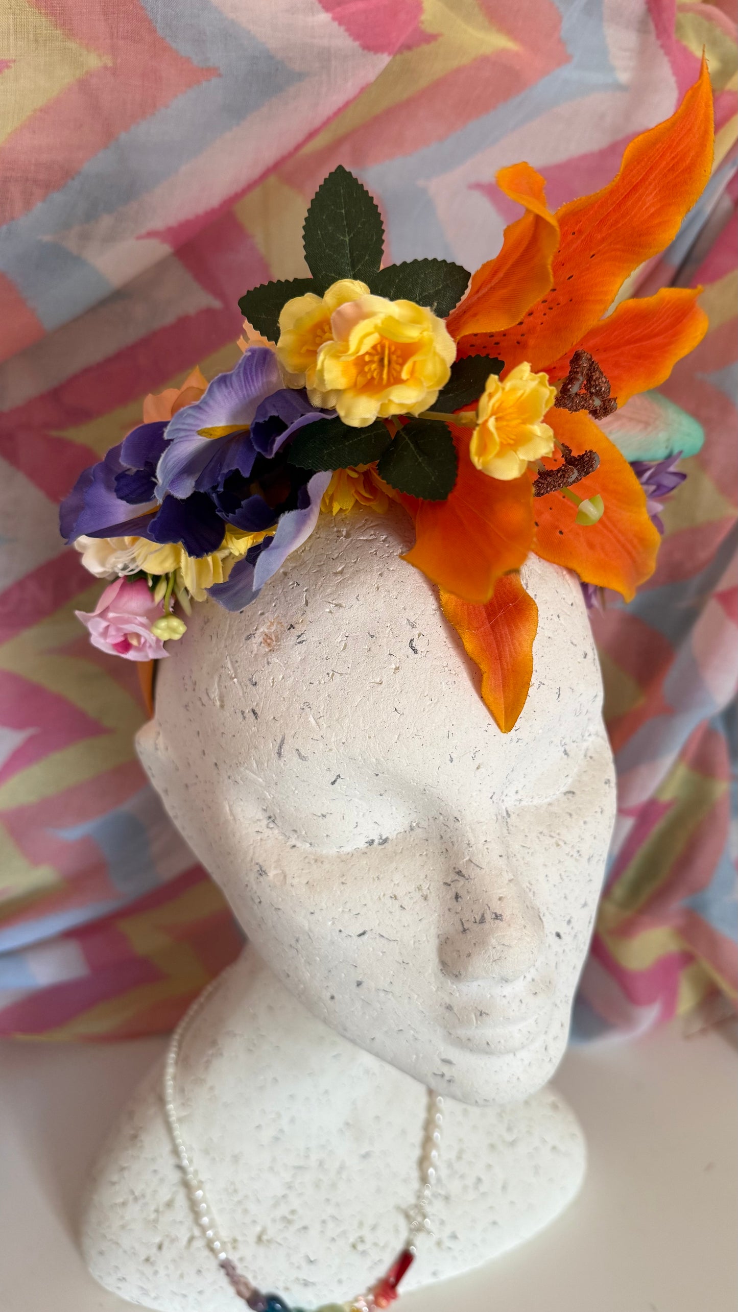 Tiger Lily Upcycled Floral Festival Headband | Sustainable Hair Accessory | Handmade Boho Hairband | Eco Friendly Gift for Her