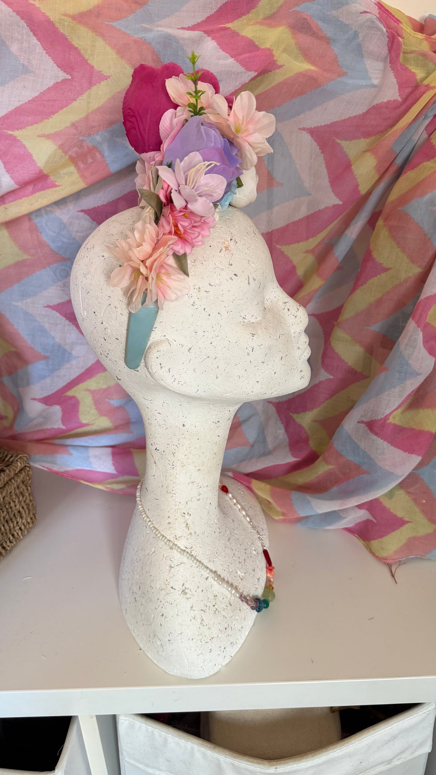 Large colourful Upcycled Floral Festival Headband | Sustainable Hair Accessory | Handmade Boho Hairband | Eco Friendly Gift for Her