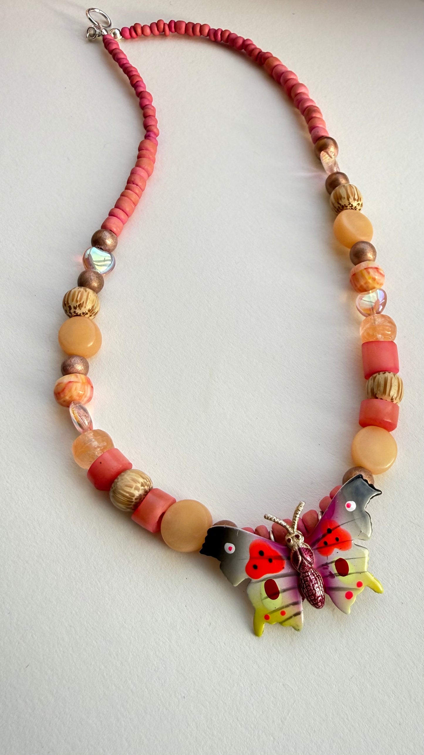 Pink Vintage Butterfly Necklace