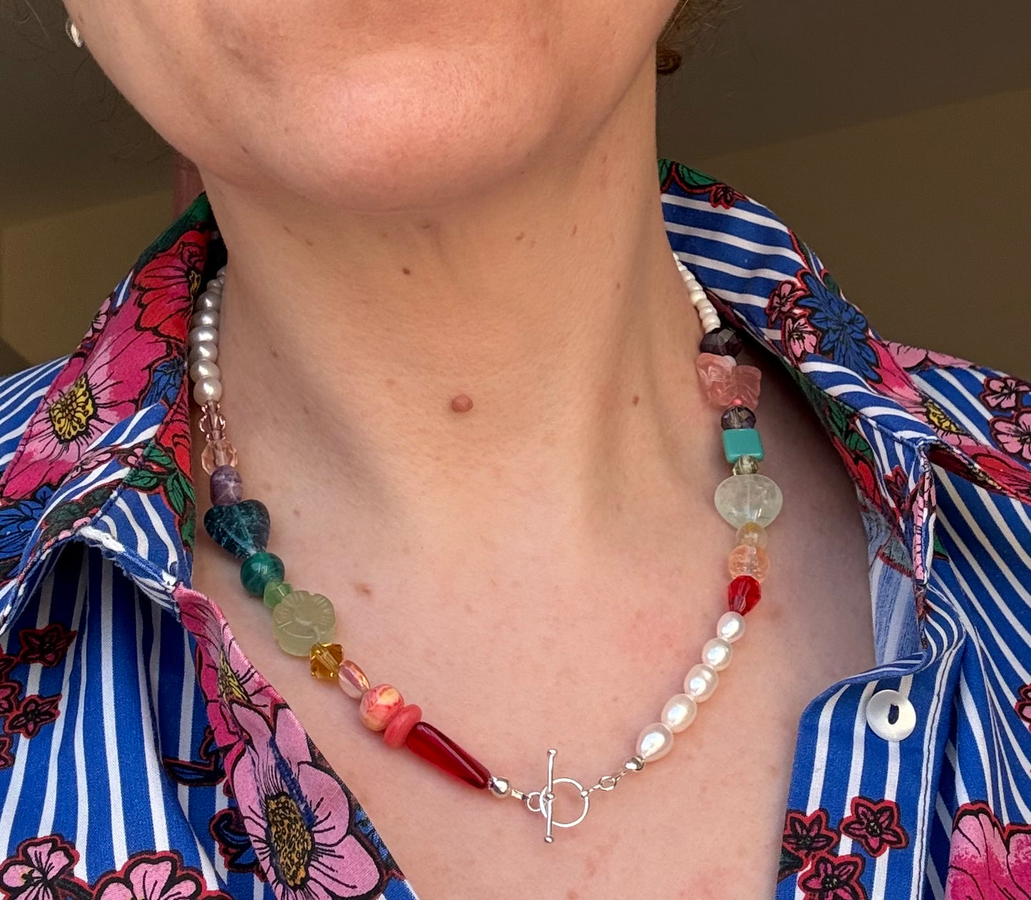 Colourful Glass & Freshwater Pearl Necklace