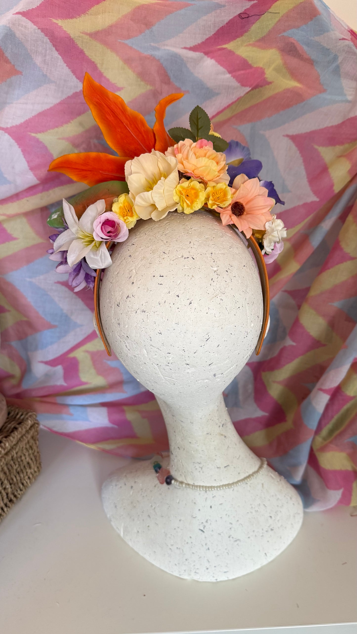 Tiger Lily Upcycled Floral Festival Headband | Sustainable Hair Accessory | Handmade Boho Hairband | Eco Friendly Gift for Her