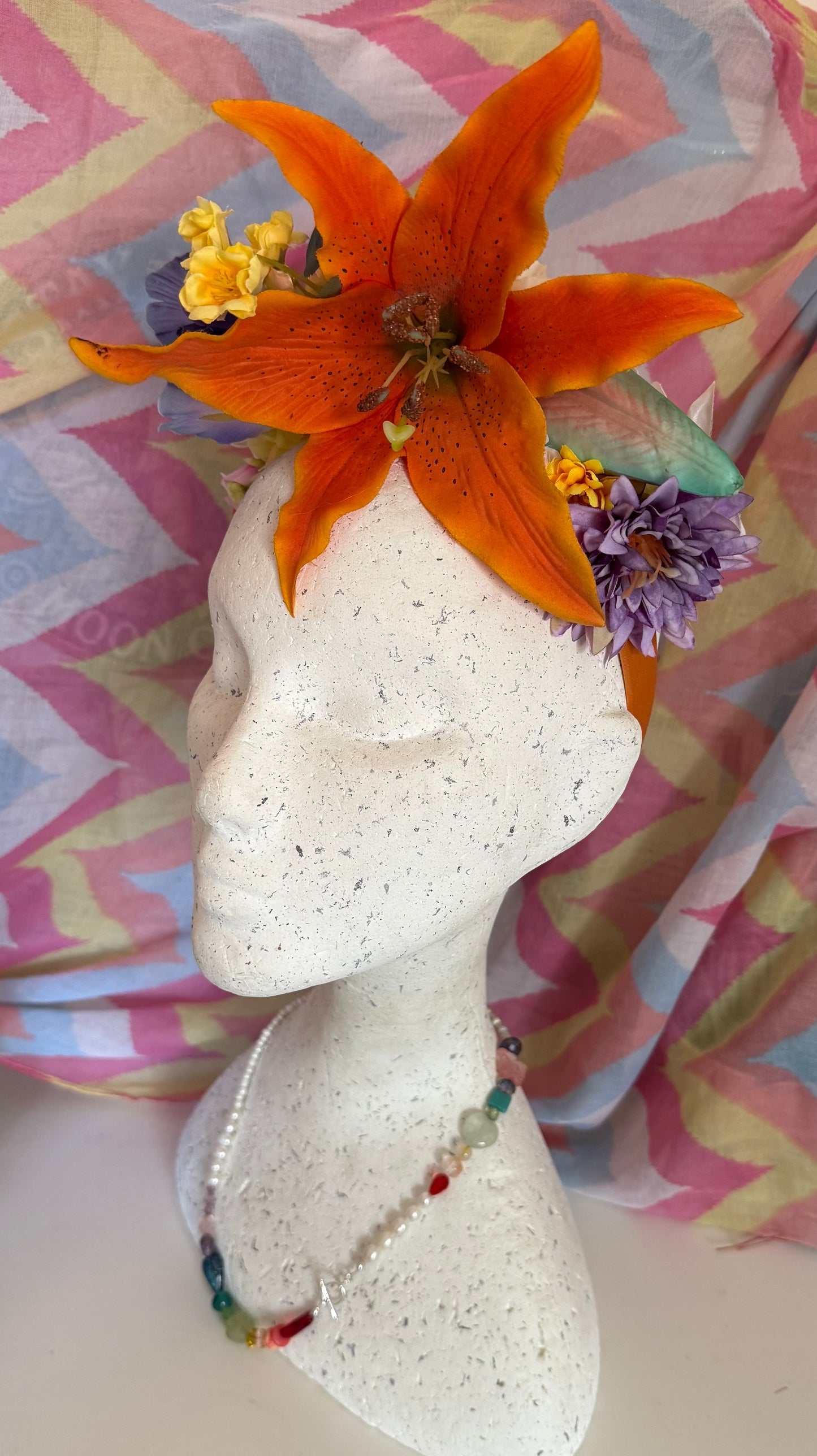 Tiger Lily Upcycled Floral Festival Headband | Sustainable Hair Accessory | Handmade Boho Hairband | Eco Friendly Gift for Her