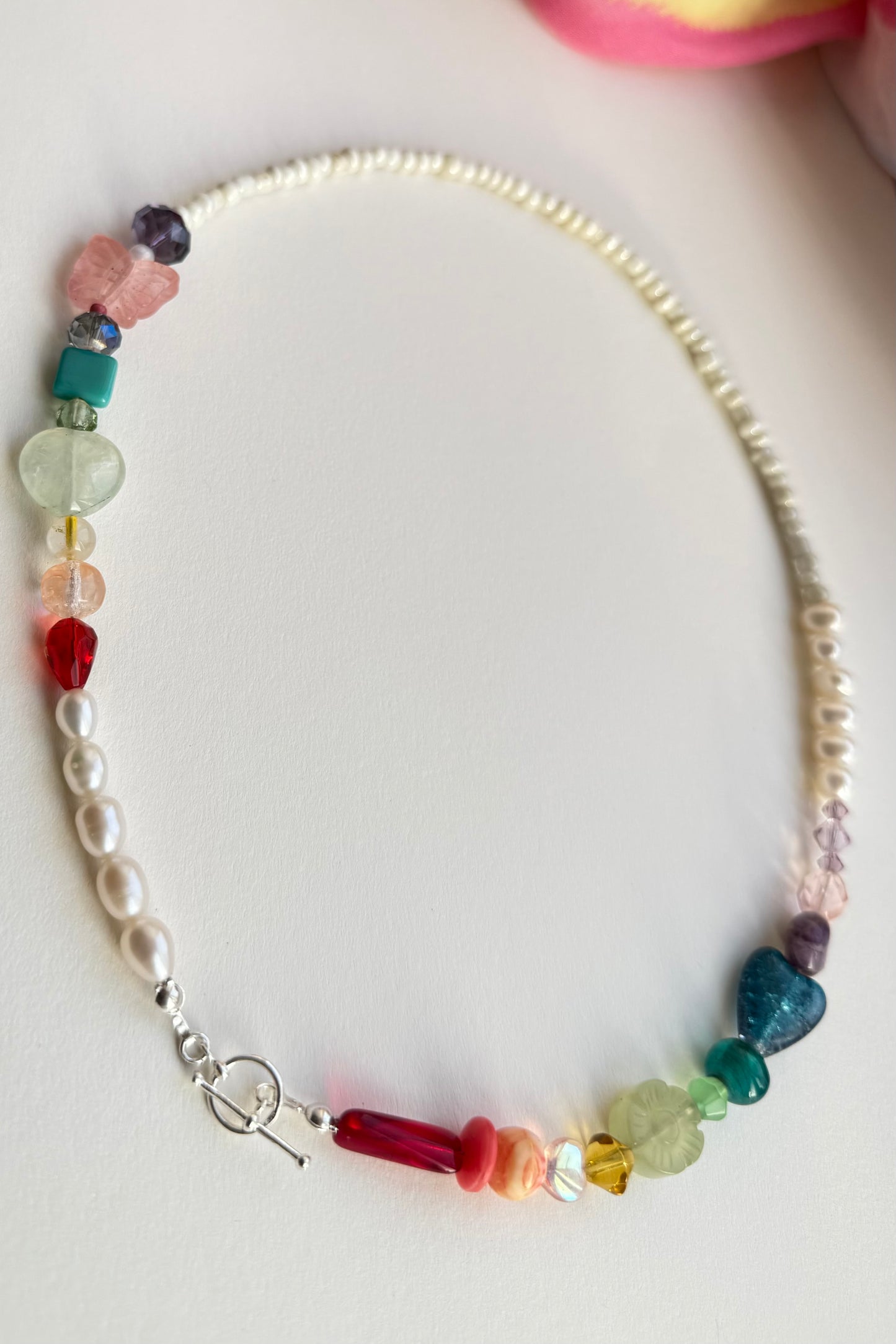 Colourful Glass & Freshwater Pearl Necklace