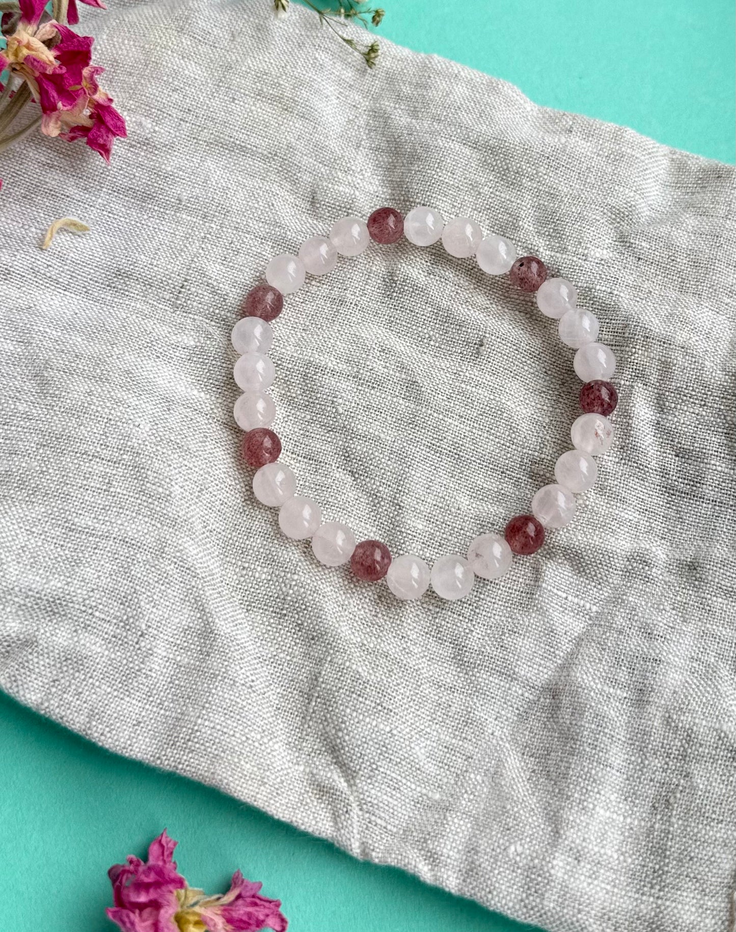 Rose Quartz & Strawberry Quartz Bracelet