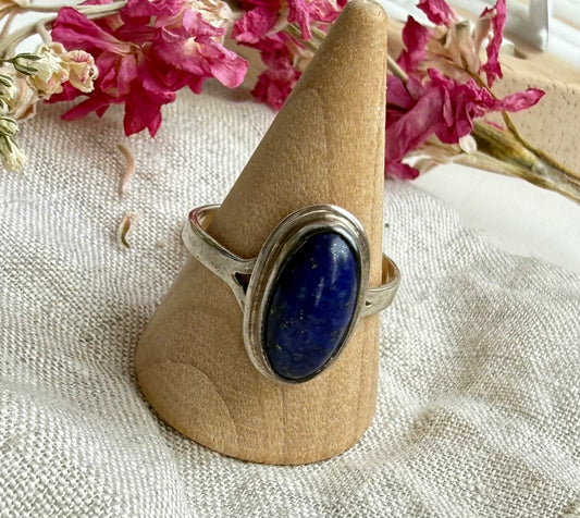 Lapis Lazuli 925 sterling silver ring- size R