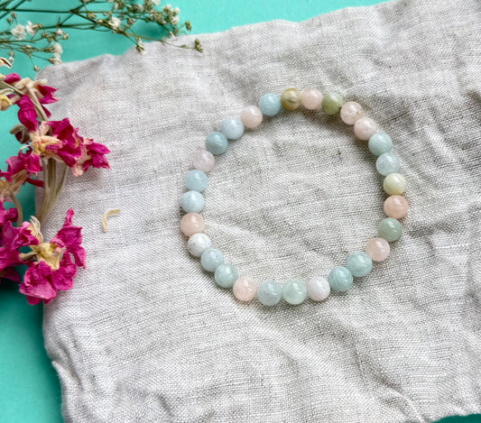 Morganite Beryl Bead Bracelet