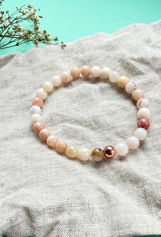 Pink Opal & Hematite Bead Bracelet