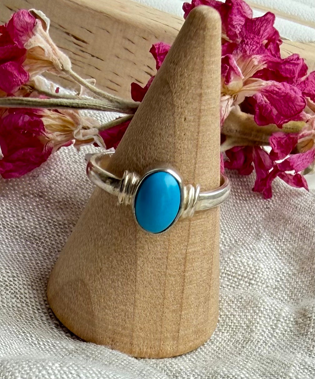 Turquoise and 925 silver ring - size K/L
