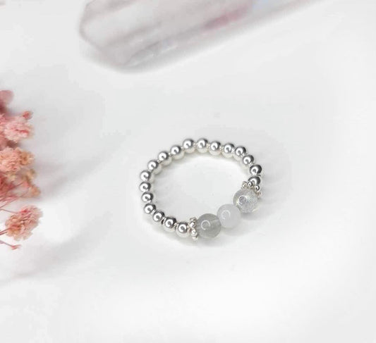 Positivity Crystal Ring - Labradorite & Moonstone